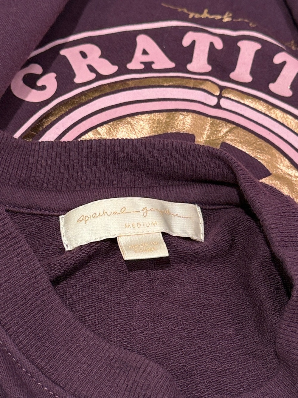 Spiritual Gangster Purple 'Gratitude' Cropped Sweatshirt | Size Medium - Picture 4 of 5